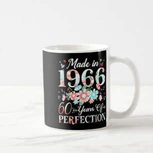Mug femme de 60 ans fabriquée en 1966 florale 60e anni