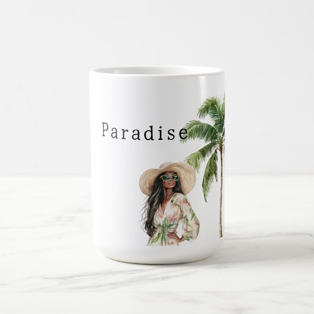 Mug Femme de plage de palmiers tropicaux (Centre)