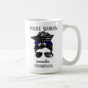 Mug Femme de police de la ligne bleue mince personnali