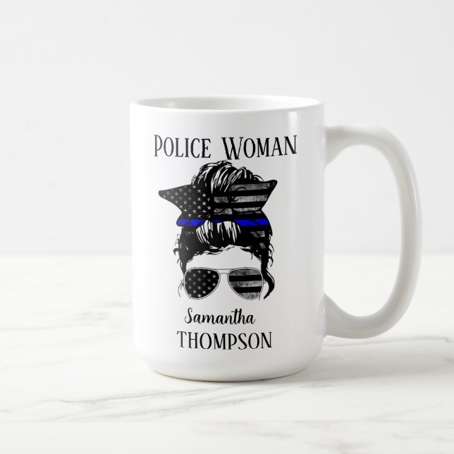 Mug Femme de police de la ligne bleue mince personnali (Droite)
