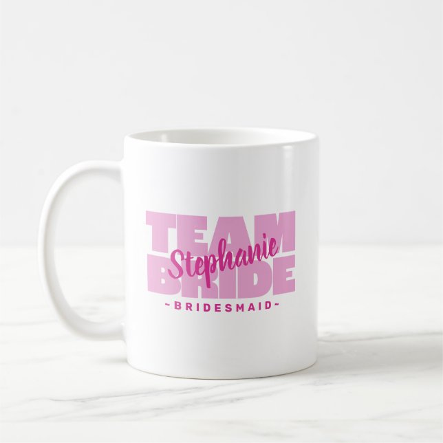Mug Femme de pont de l'équipe mignonne Nom Mariage ros (Gauche)