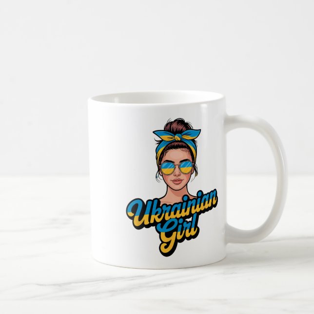 Mug Femme de style rétro ukrainien Graphisme Fierté cu (Droite)