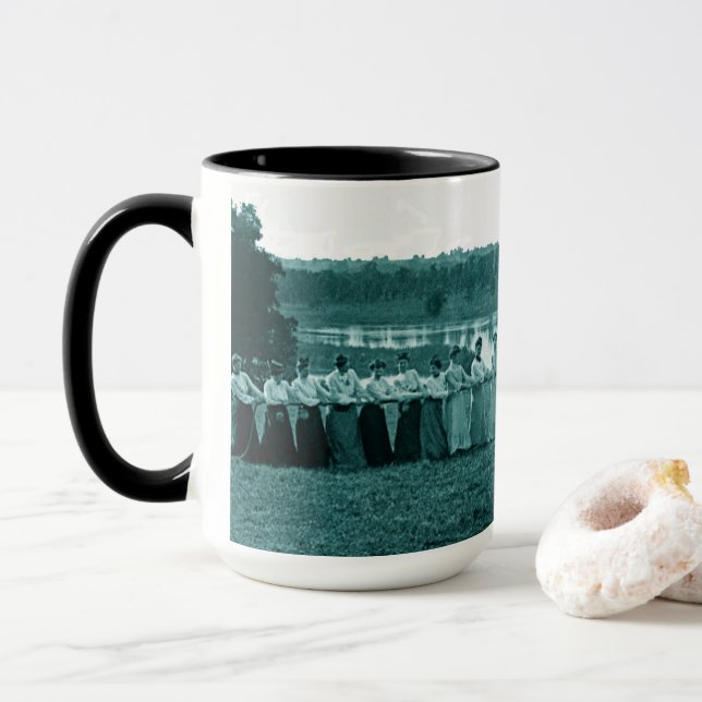Mug Femme des années 1890 Tug-O-War Fox River vert (Avec donut)