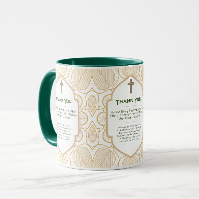 Mug ✝️ Femme du pasteur épouse apprécient Merci cadeau (Devant gauche)