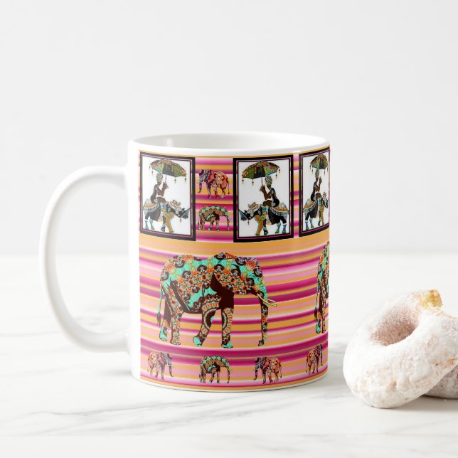 Mug Femme Éléphant d'Afrique à rayures (Avec donut)