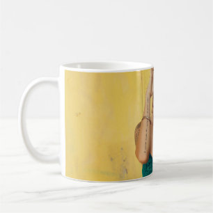 Mug Femme en bralette bleue tenant des lunettes de sol