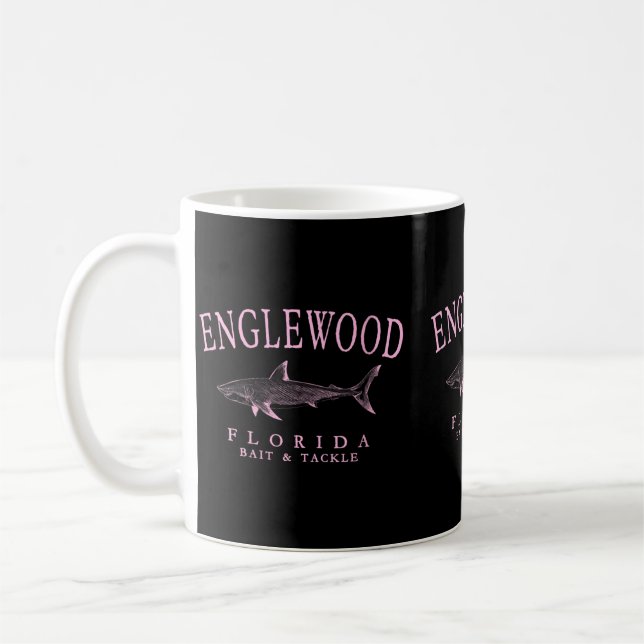 Mug Femme Englewood Floride Requin Rétro Rose Art (Gauche)