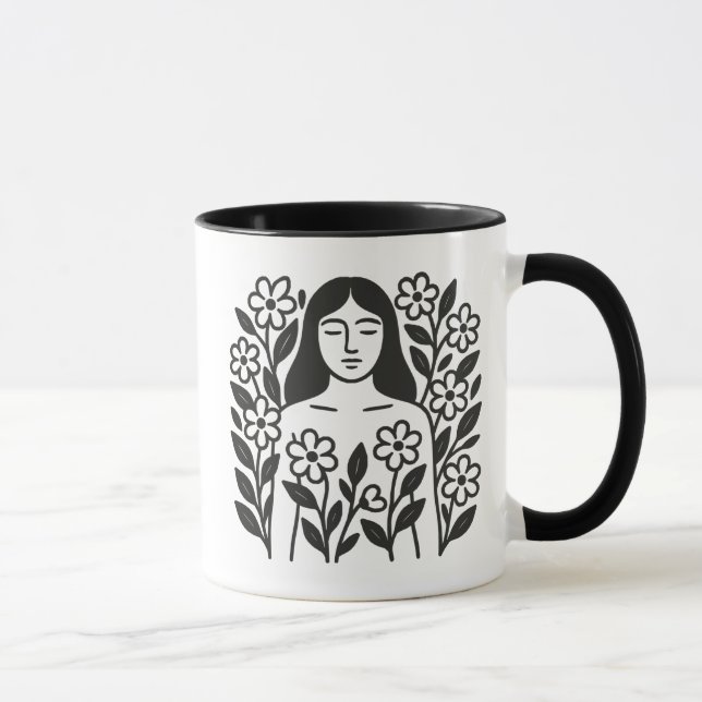 Mug Femme et fleurs (Droite)