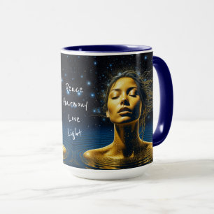 Mug Femme Éthérée Méditant Sous les Étoiles