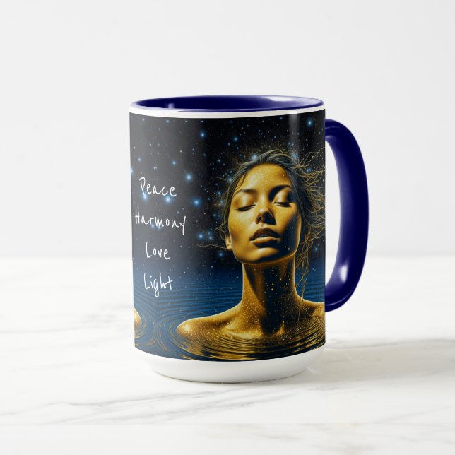 Mug Femme Éthérée Méditant Sous les Étoiles (Devant droit)