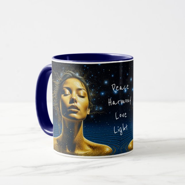 Mug Femme Éthérée Méditant Sous les Étoiles (Devant gauche)