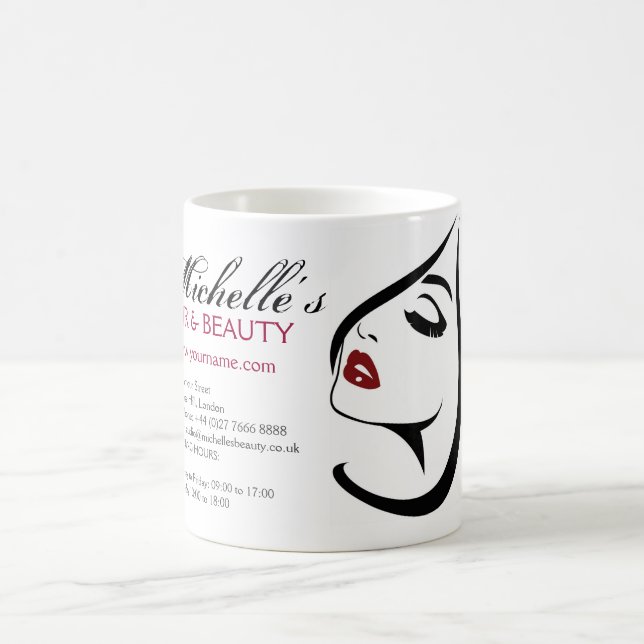 Mug Femme face rouge lèvres longues cils Icône maquill (Centre)