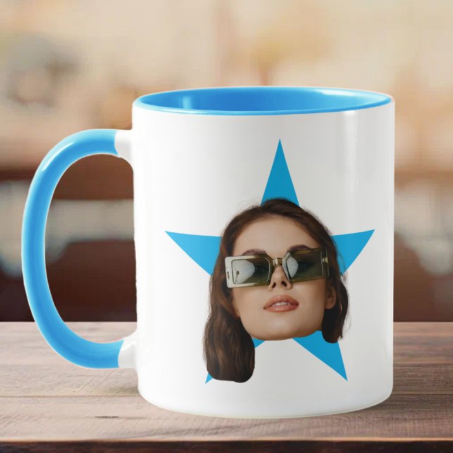 Mug Femme Face Star Funny Cadeau, Blue Star Face (Créateur téléchargé)