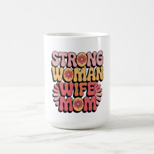 Mug Femme forte Maman Maman Rétro Typographie Florale