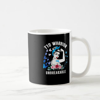 Mug Femme guerrière T1d Ruban bleu de sensibilisation 