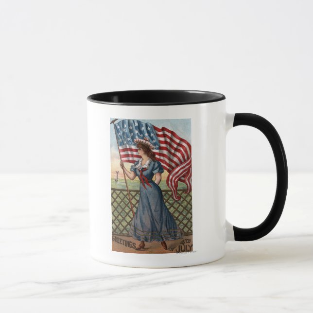 Mug Femme habillée patriotique (Droite)