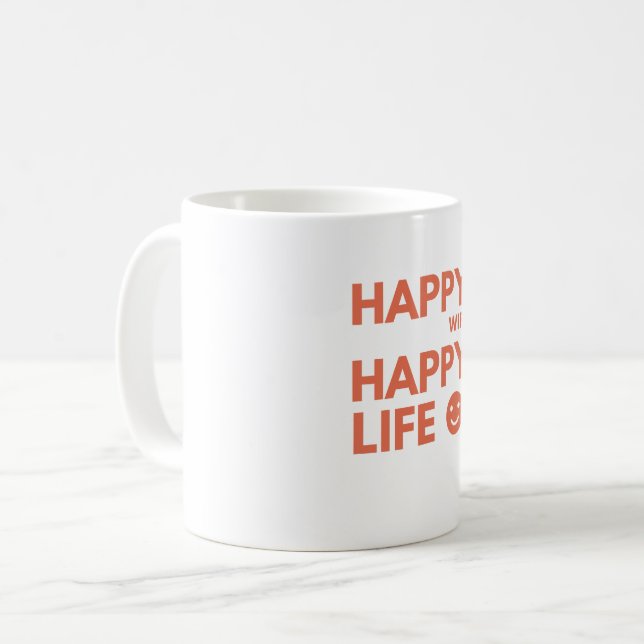 Mug Femme heureuse, Vie heureuse - Citation de mariage (Devant gauche)