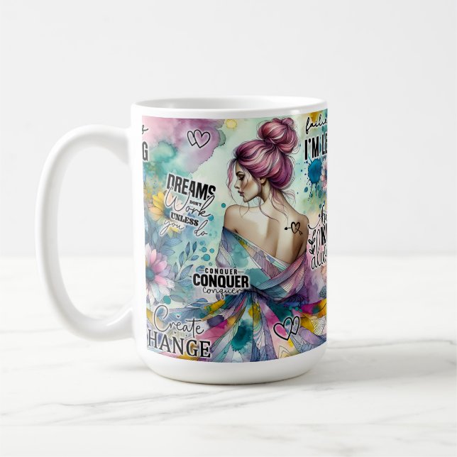 Mug Femme Inspirante Colorée (Gauche)