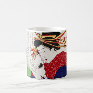 Mug Femme japonaise tenant un chat, Tsukioka Yoshitosh