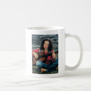 Mug Femme Jouant De La Musique Avec Guitare Acoustique