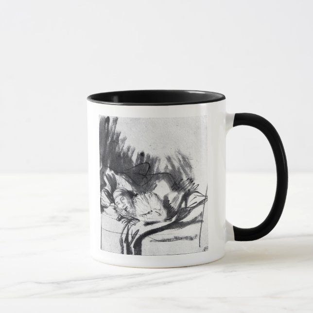 Mug Femme malade dans un lit, peut-être Saskia (Droite)