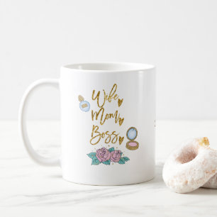 Mug Femme Maman Boss Gold Typographie / Nom