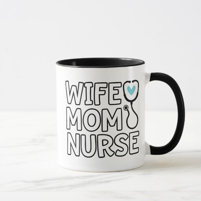 Mug Femme Mère Infirmière Stethoscope Coeur Infirmière (Droite)