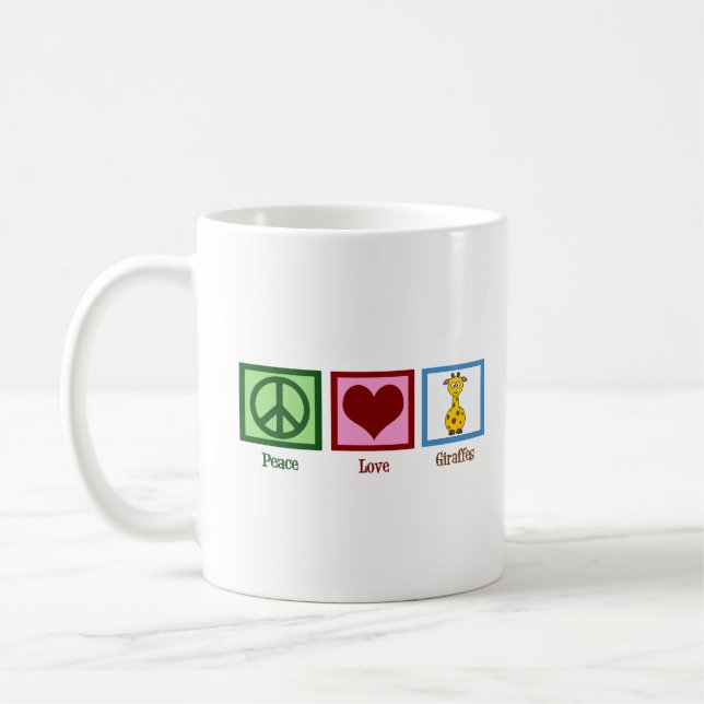 Mug Femme mignonne Peace Love Giraffe (Gauche)