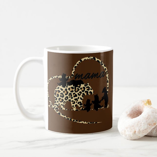 Mug Femme mignonne tendance Mama Ours 5 Cubs Maman Che (Avec donut)