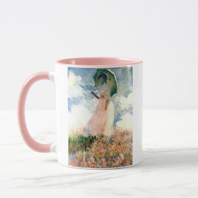 Mug Femme Monet avec un parasol face à gauche (Gauche)