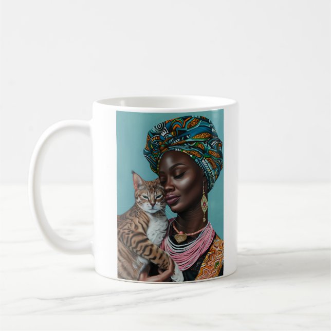 Mug Femme noire avec chat (Gauche)