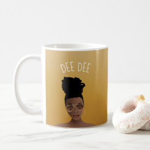 Mug Femme noire avec des tons or et un gros bonnet, or