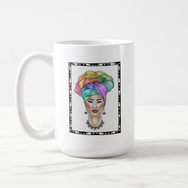 Mug Femme noire dans un Turban coloré (Gauche)