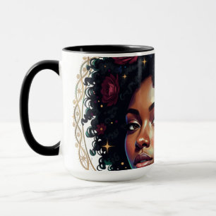 Mug Femme noire florale foncée Afro