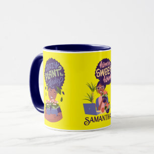 Mug Femme noire Fou Plante Lady, Home Sweet Home