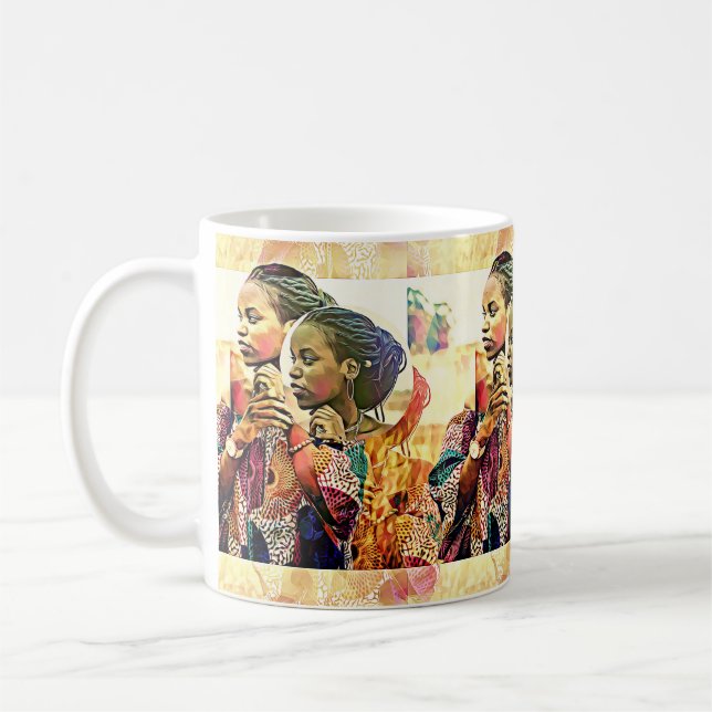 Mug Femme noire magnifique numérique    (Gauche)