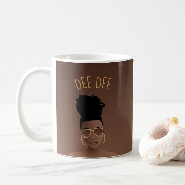 Mug Femme noire, Nuances d'or et High Bun, Brown (Avec donut)