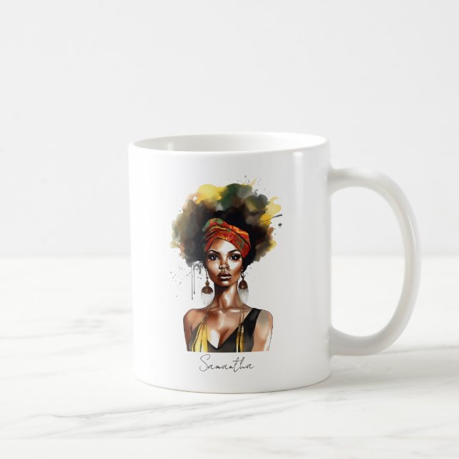 Mug Femme noire portant un foulard ethnique (Droite)