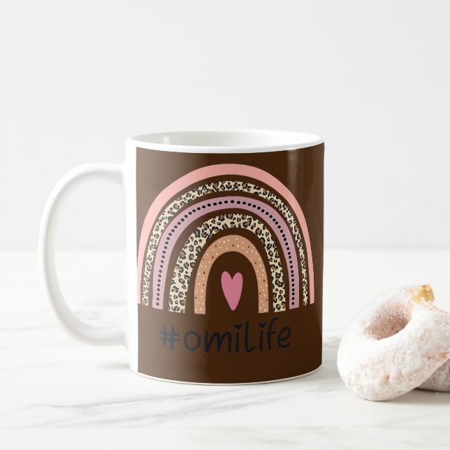 Mug Femme Omi Vie Avec RainBow Leopard Cadeaux Pour (Avec donut)