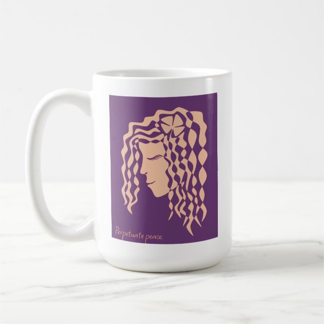Mug Femme Paisible Perpétante Purple Peach Line Art Mu (Gauche)