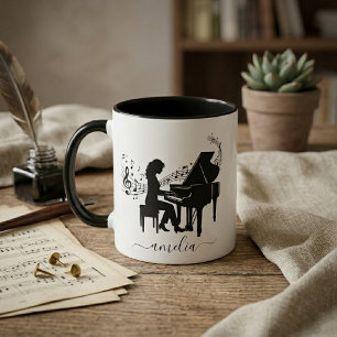 Mug Femme personnalisée au piano à queue artistique