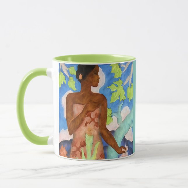 Mug Femme polynésienne hawaïenne Art Monogramme Vintag (Gauche)