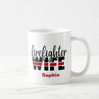 Mug Femme pompier Mince Ligne Rouge Personnalisée