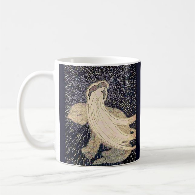 Mug femme rêveuse et chat (Gauche)