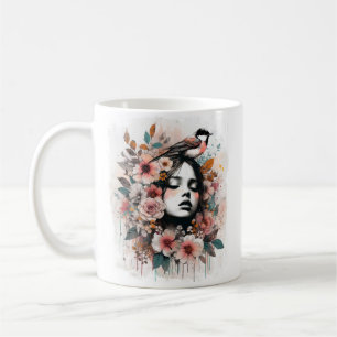 Mug Femme Romantique avec Fleurs et Citation Inspirant