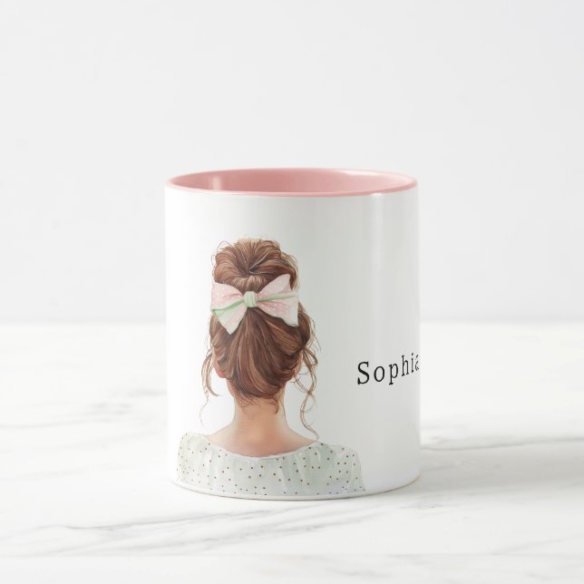 Mug Femme rousse noeud rose (Centre)