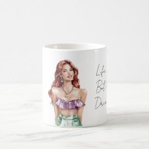 Mug Femme rousse violet vert