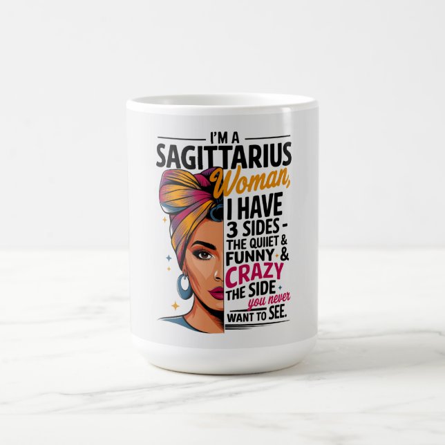 Mug Femme Sagittarius avec trois côtés drôle cadeau ca (Centre)