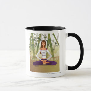 Mug Femme s'asseyant en position de lotus, méditant
