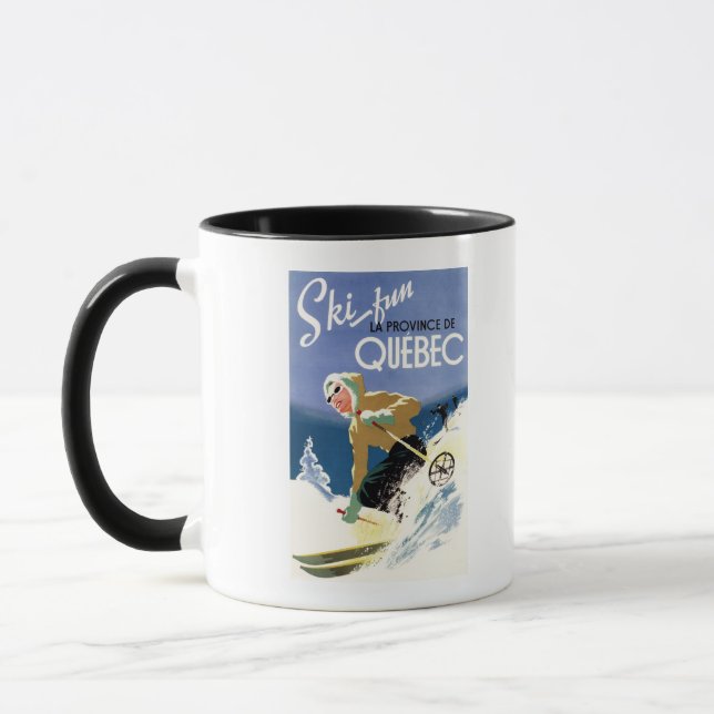 Mug Femme Skiing - Poster anglais et français (Gauche)